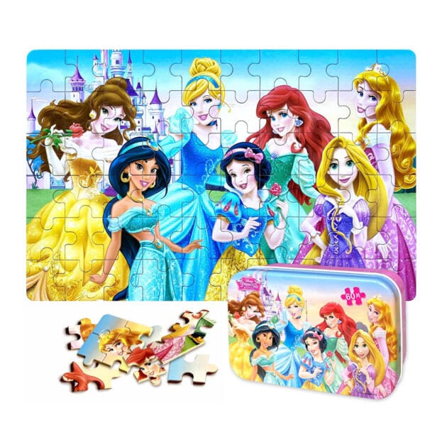 NEILDEN Disney Princess Puzzles in a Metal Box 60 Piece